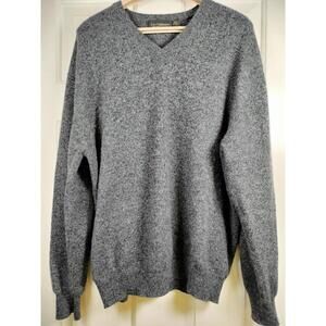 Lux Cashmere Men’s V-Neck Sweater Large 100% Pure Cashmere Charcoal Gray Soft